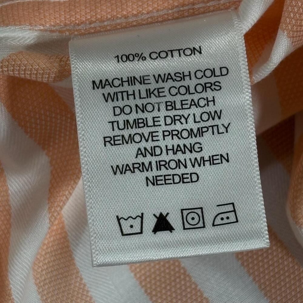 Foxcroft Button Up Shirt Womens 8 Orange Stripe Heritage Non Iron 3/4 Sleeve Top - Picture 7 of 16